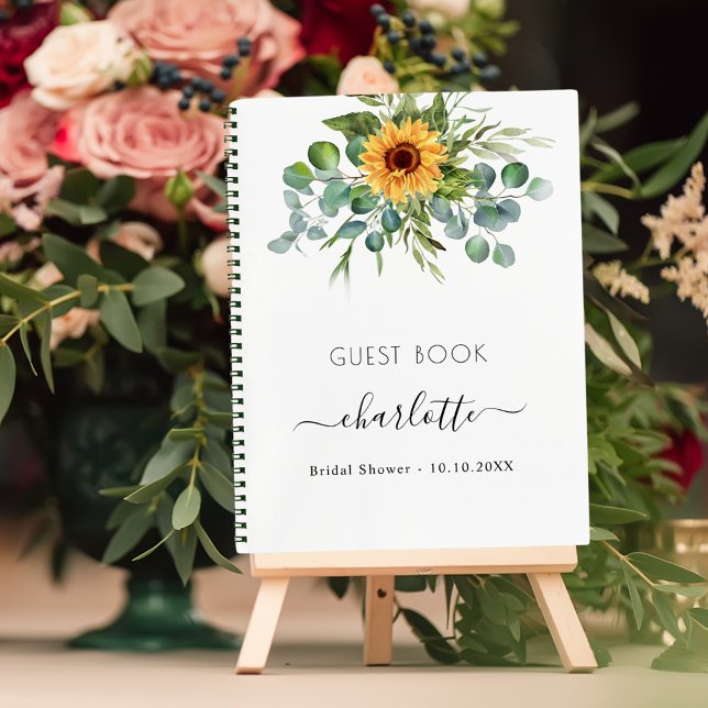 Guest book bridal shower sunflowers eucalyptus  (Creator Uploaded)