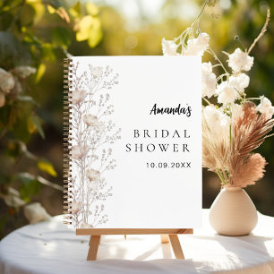 Guest book bridal shower wildflowers beige cream