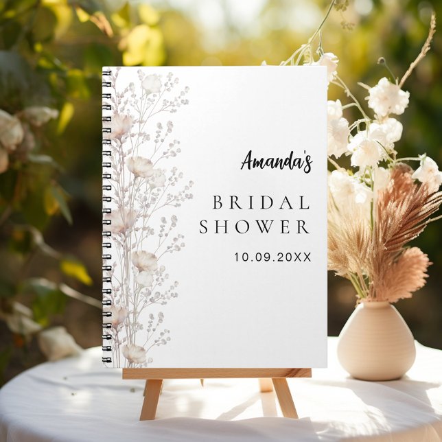 Guest book bridal shower wildflowers beige cream (Creator Uploaded)