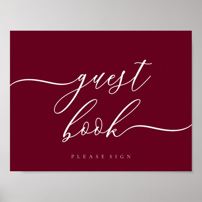 Guest Book Burgundy Simple Signature (Front)