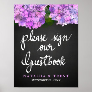 Guest Book Chalkboard Wedding Hydrangea Floral