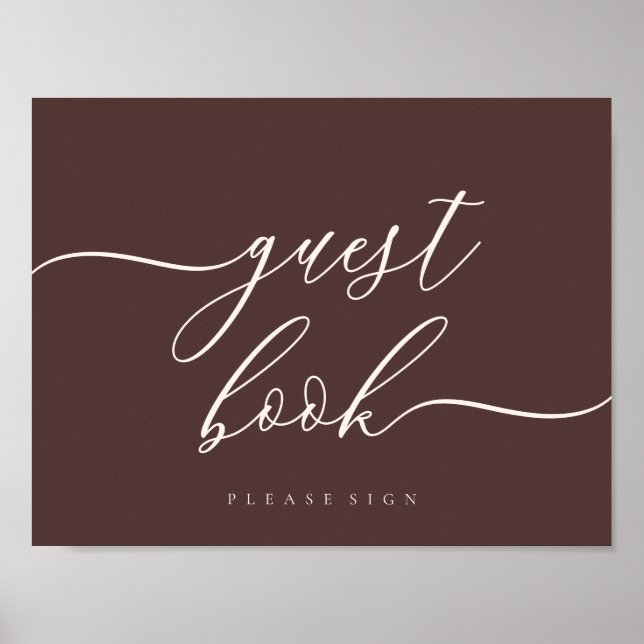 Guest Book Chocolate Brown Simple Signature (Front)