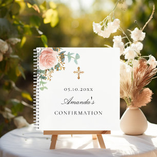 Guest book confirmation blush pink floral 
