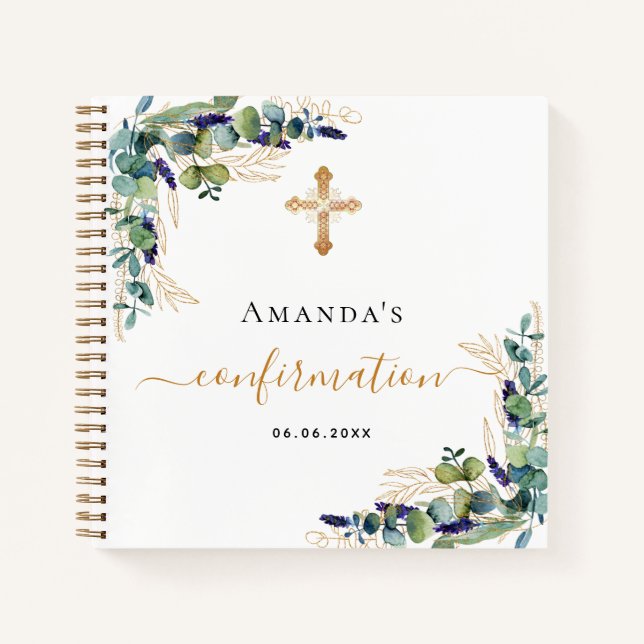 Guest book confirmation eucalyptus greenery cross (Front)