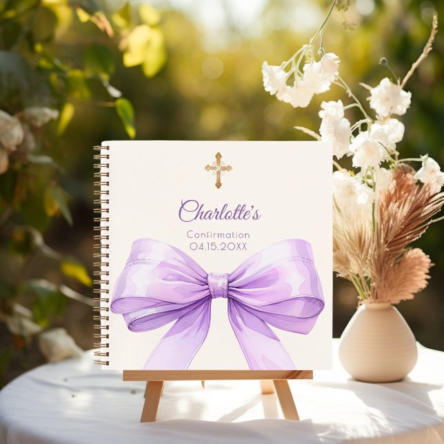 Guest book Confirmation lavender bow cream (Creator Uploaded)