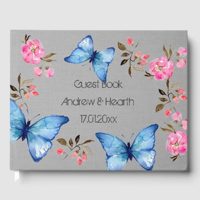 Guest Book - Floral and Butterfly Design (Front)