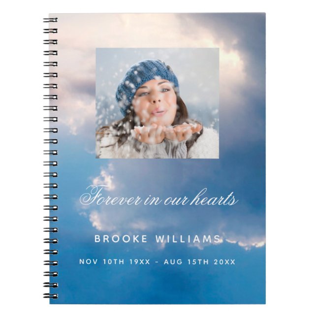 Guest book funeral memorial blue sky photo (Front)