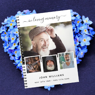 Guest book funeral photo collage white memorial
