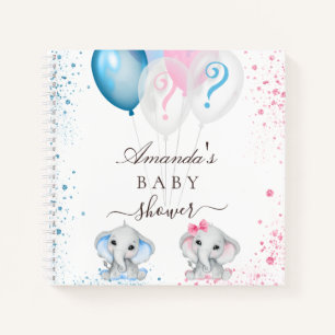Guest book gender reveal boy girl elephants