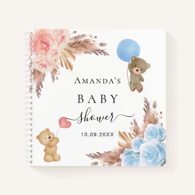 Guest book gender reveal party pampas grass baby (Front)