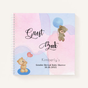Guest book gender reveal teddy bear blue pink