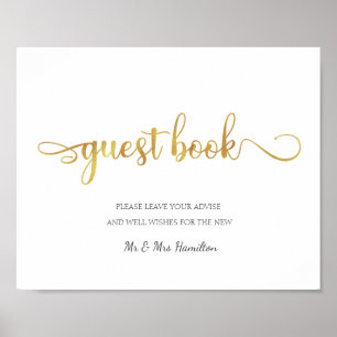 "Guest Book" gold faux foil simple Wedding Sign
