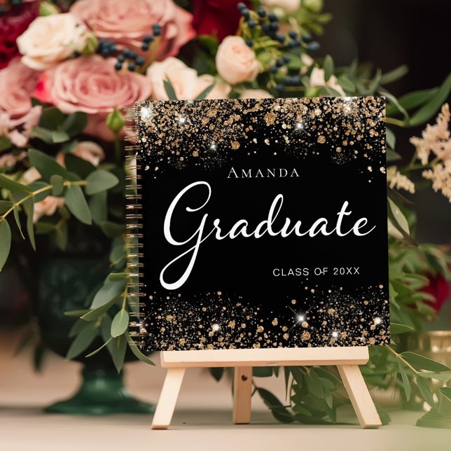 Guest book graduate black gold glitter name (Creator Uploaded)