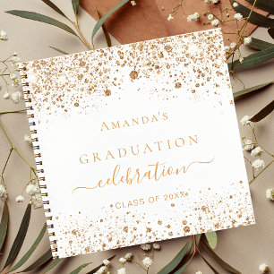 Guest book graduate white gold glitter motivation