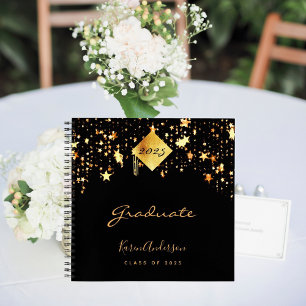Guest Book Graduation 2025 graduate black gold