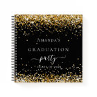 Guest book graduation black gold glitter 2025