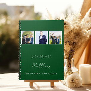 Guest book graduation green photo name