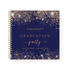 Guest book graduation navy blue gold glitter 2025