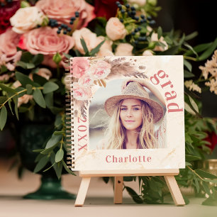 Guest book graduation pampas grass blush photo