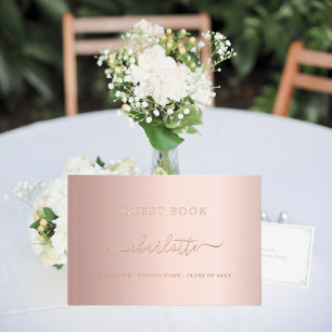 Guest book Graduation Party rose gold pink