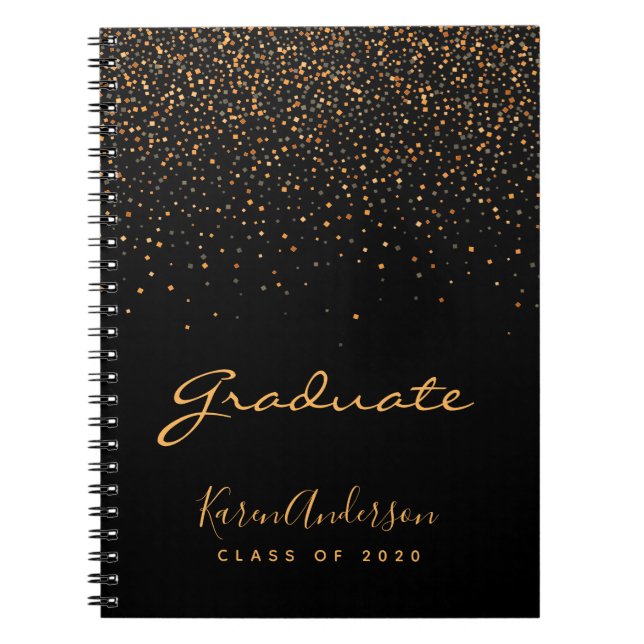 Guest book Graduation partygraduate black gold (Front)