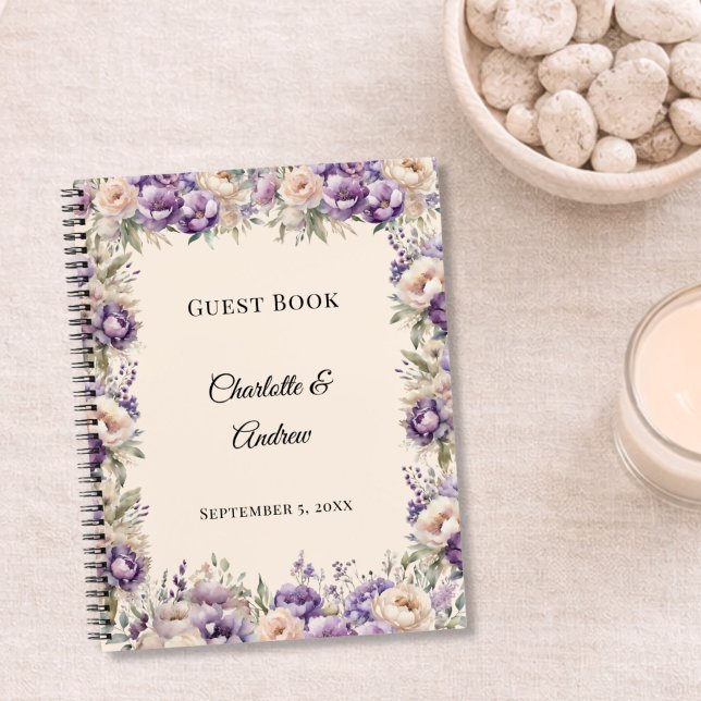 Guest Book lavender champagne floral wedding (Creator Uploaded)