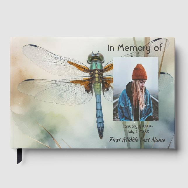 Guest Book Memorial Dragonfly Nature (Front)
