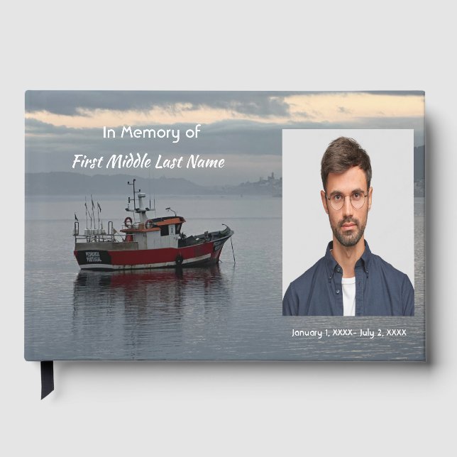 Guest Book Memorial Fisherman Fishing Fish (Front)