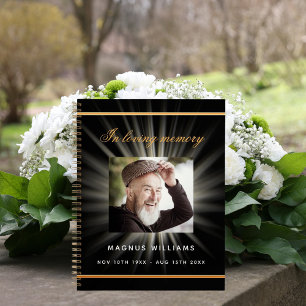 Guest book memorial funeral black gold photo