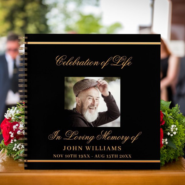 Guest book memorial funeral black gold photo (Creator Uploaded)