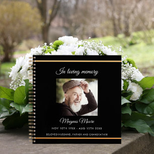 Guest book memorial funeral black gold photo