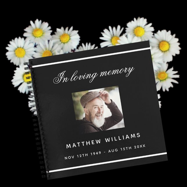 Guest book memorial funeral black white photo (Creator Uploaded)