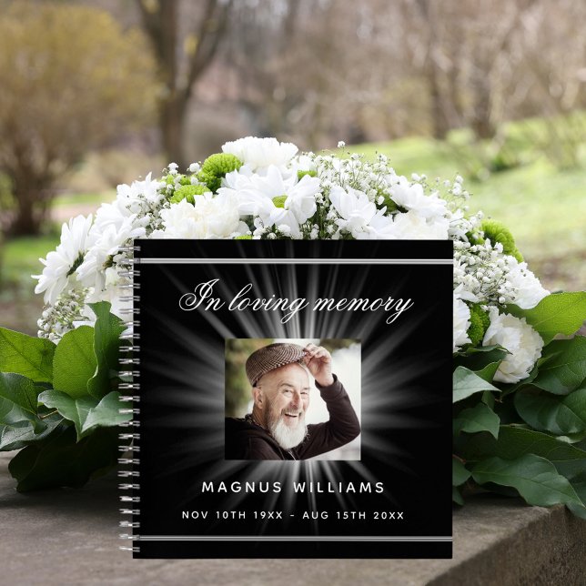Guest book memorial funeral black white photo (Creator Uploaded)