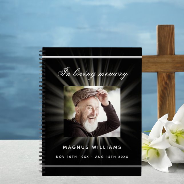 Guest book memorial funeral black white photo (Creator Uploaded)