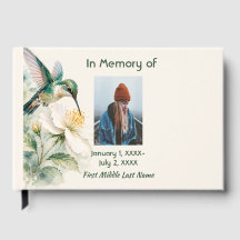 Guest Book Memorial Hummingbird Lavender Flowers