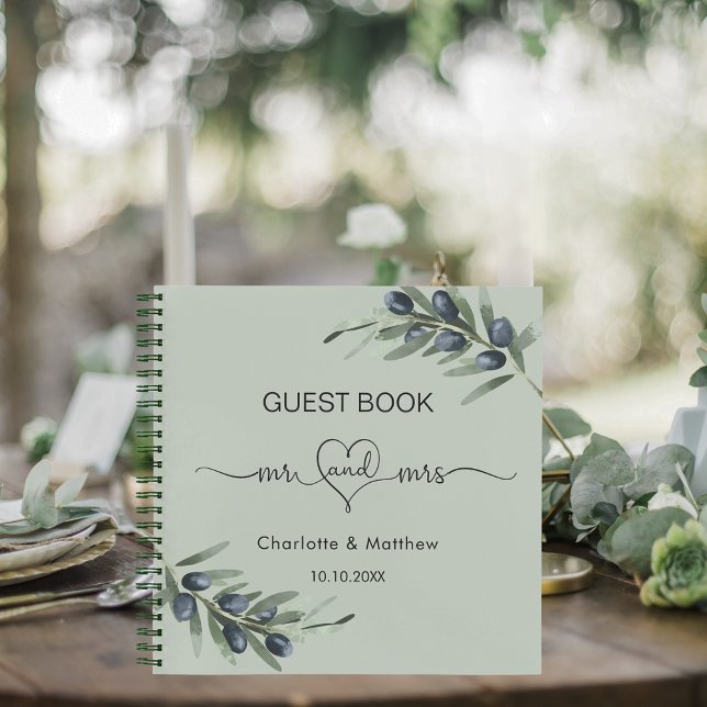 Guest book olive leaves greenery mr mrs wedding  (Creator Uploaded)