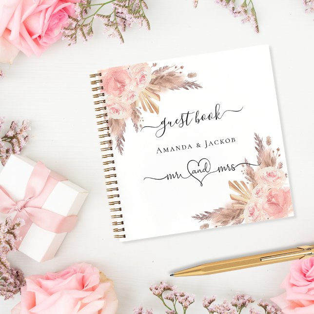 Guest book pampas grass rose gold wedding (Creator Uploaded)