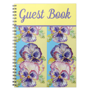 Guest Book Pansy Purple Flower Watercolour Art