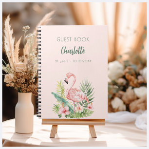 Guest book pink flamingo birthday party