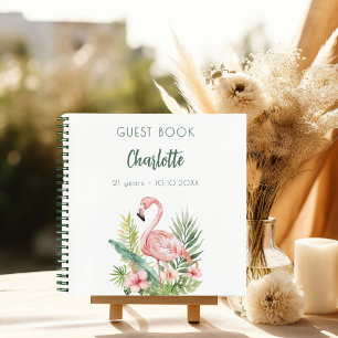 Guest book pink flamingo birthday party
