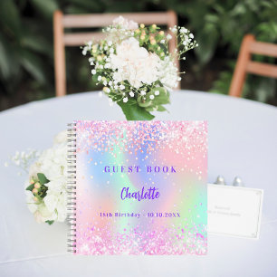 Guest book Pink holographic birthday party