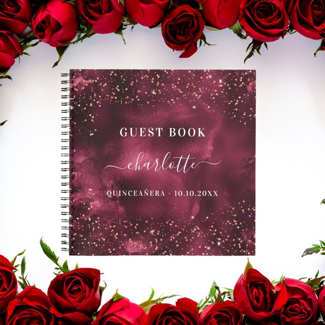 Guest book Quinceanera burgundy rose gold (Creator Uploaded)