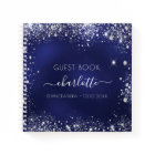 Guest book Quinceanera navy blue silver glitter