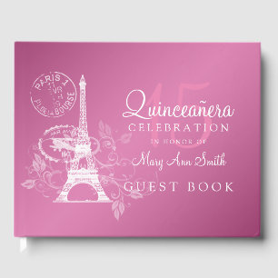 Guest Book Quinceanera Party Paris Pink