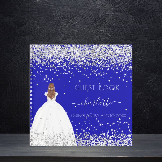 Guest book Quinceanera royal blue dress glitter (Creator Uploaded)