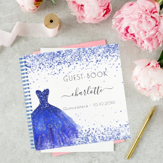 Guest book Quinceanera royal blue dress white (Creator Uploaded)