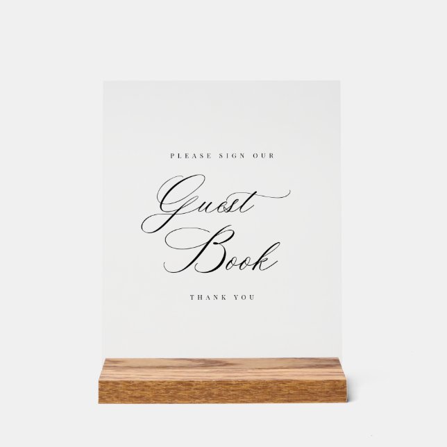 Guest Book Sign Acrylic Wedding Table Decor (Front)