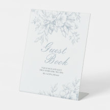 Guest Book Sign Floral Blue Toile Wedding