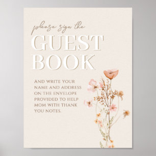 Guest Book Sign For Wildflower Baby Shower