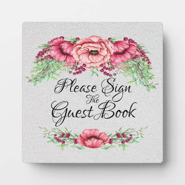 Guest Book Sign In  Plaque (Front)